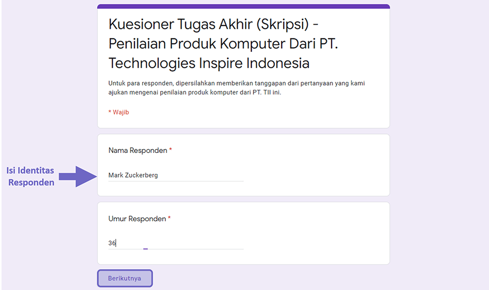 Kuesioner membuat formulir kirim form tombol taskbar atas